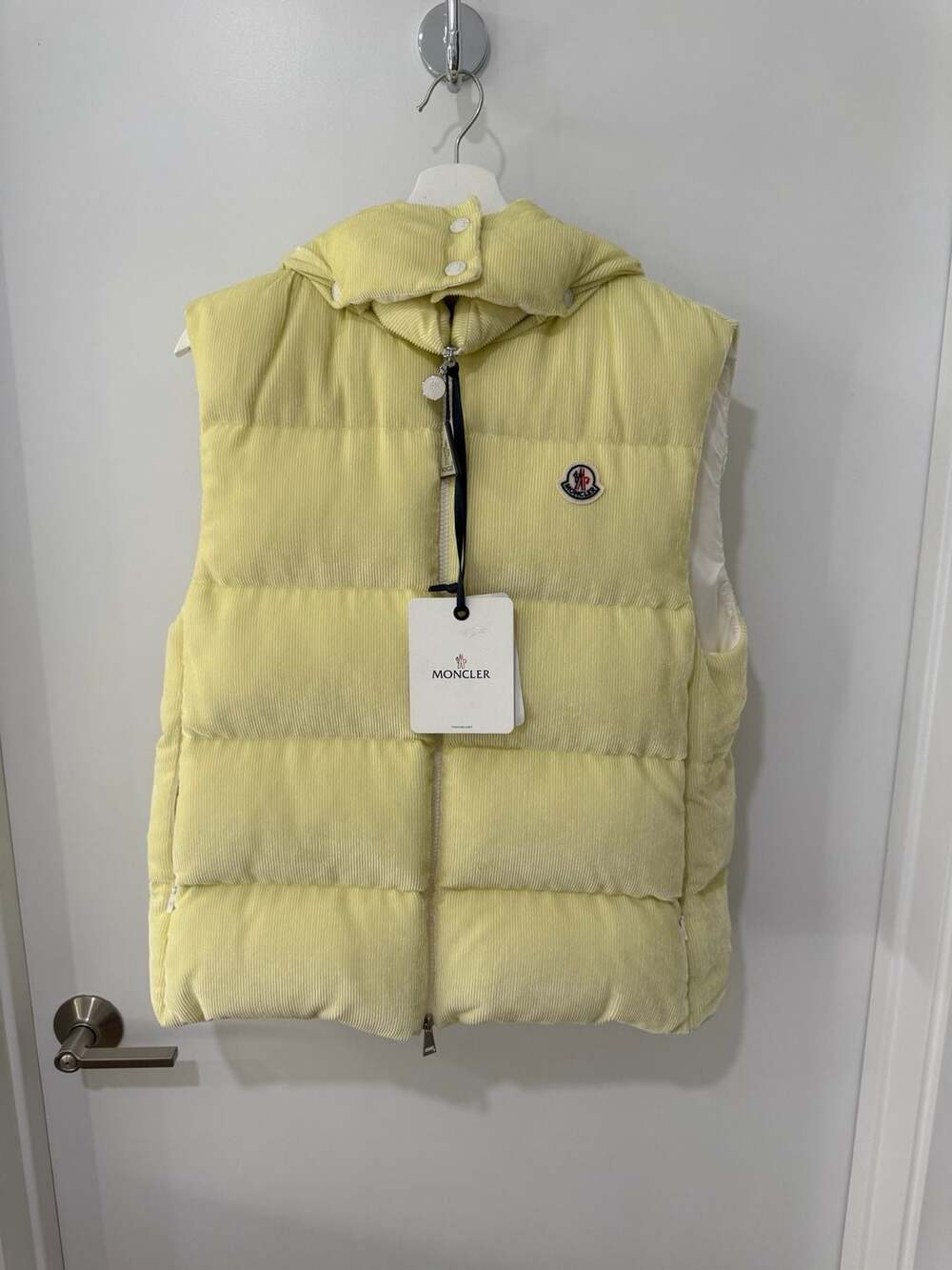 Moncler Agelao Corduroy Down Vest Yellow Size 1